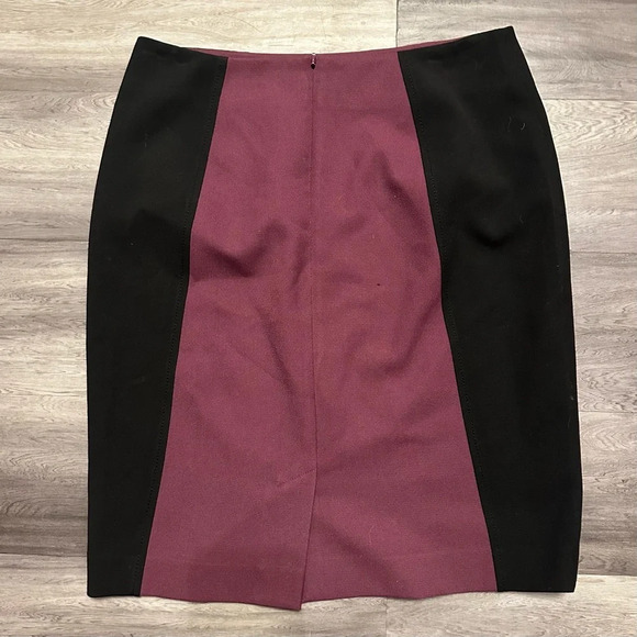 NORDSTROM HALOGEN Pencil Skirt, Work.  Maroon Purple with Black Color Block 6P - Picture 3 of 4